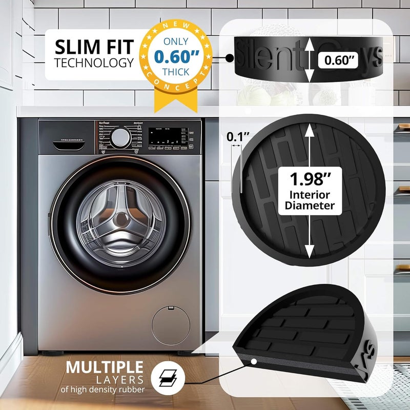 MagiLint Silent Guys Anti Vibration Pads for Washing Machine - 8 Pack Washing Machine Anti Vibration Pads Vibration Isolation Pads Washing Machine Shock Absorber Washing Machine Leveling Feet - Image 2